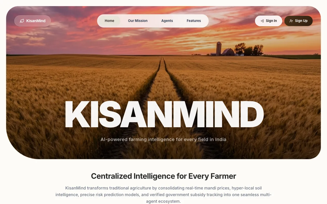 KisanMind, the advisor interface, captured 2026-09-15